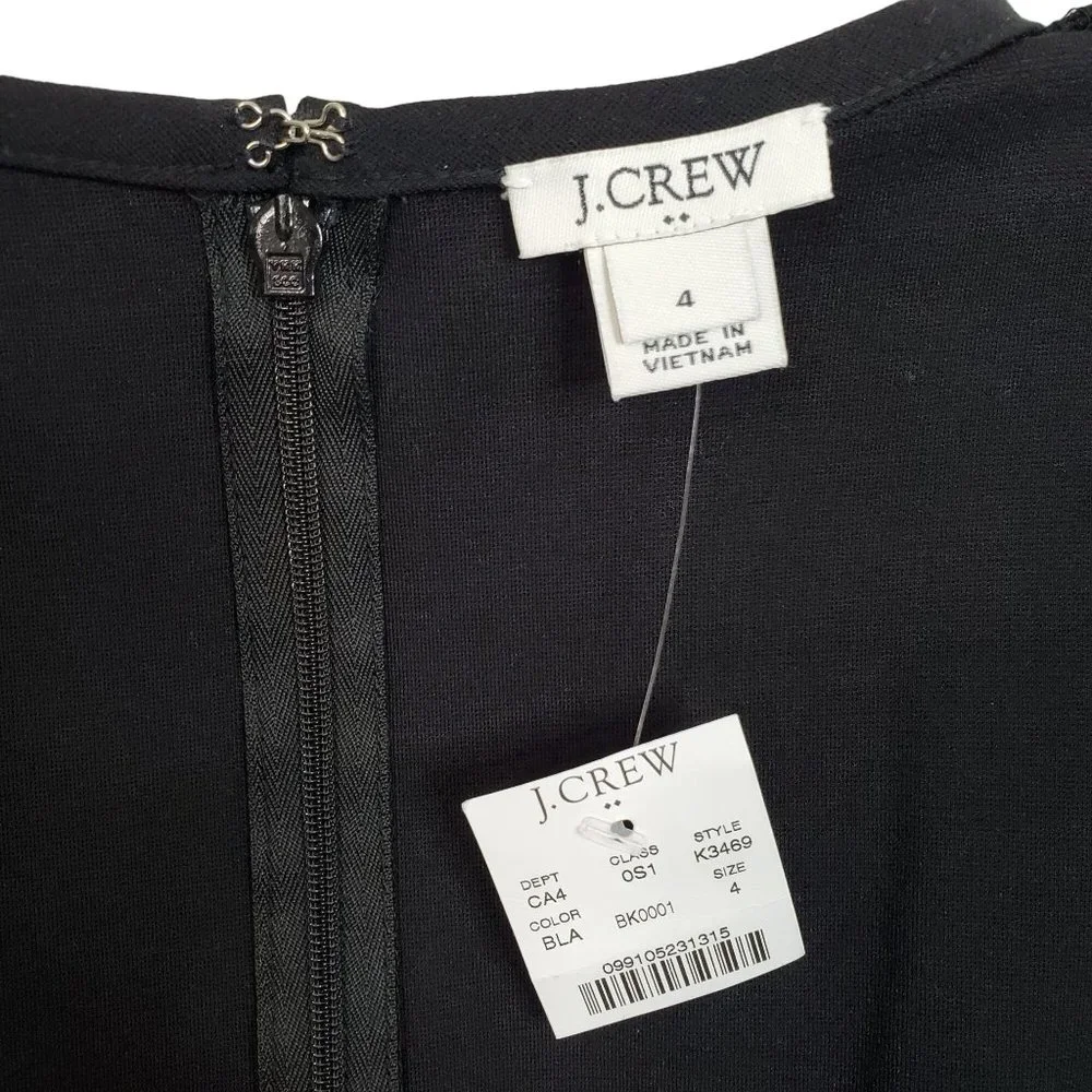 J Crew NWT Size 4 Dress Ponte Knit Shaped Fit Long Sleeve Round Neck Black - Picture 7 of 10
